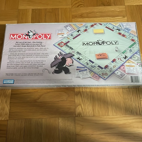 Vintage 1996 Monopoly Board Game Parker Bros Classic Original Sealed Box NEW - Picture 2 of 2